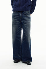Straight Washed Blue Jeans