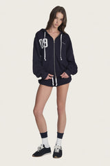 09 Numbering hooded zip-up, Navy