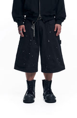 Double Knee Chino 8-Bermuda Pants - Black