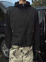 Slit CP color block hooded zip-up 3C