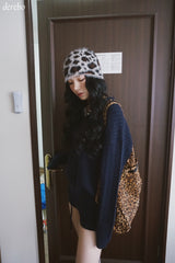 Twisted collar knit pants two-piece set