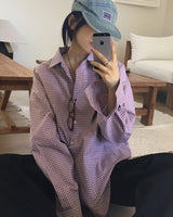 Ata オーバーサイズフィット チェックシャツ