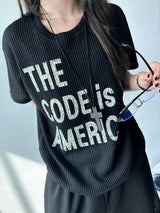 コディ ウナイ ビッグレター セミクロップド リブニット Tシャツ 3カラー