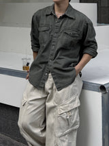 Carder dying washing cropped shirt