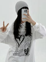 (LOVELY + HIP♥)レタリング長袖Tシャツ - 2カラー