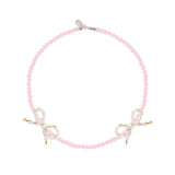 [925 SILVER] Pearl Ribbon Necklace (2colors)