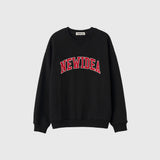 UNISEX NEWIDEA アップリケ刺繍オーバーサイズスウェット [BLACK]