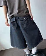 Sticky Stitch Back Cinch Denim Bermuda Shorts 2color