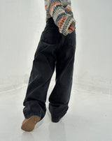 (UNISEX/ S-3XL) BALLOON DARK BLUE WIDE HAREM UNISEX PANTS