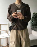 Inset Layered V-neck Knit
