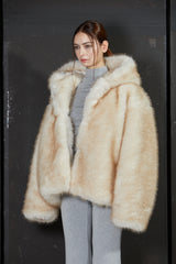 TWO TONE FUR JACKET -IVORY