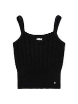 ケーブルパターンニットノースリーブ [BLACK]