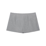 Pinstripe Skirt with Shorts - GREY