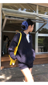ネイビーカラーツイストニット パンツ２ピース