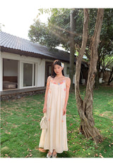 Mobile flower sleeveless long dress