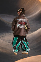 STAR B VARSITY JACKET VINTAGE LEATHER BROWN