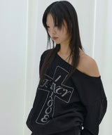 FROSS OFF-SHOULDER SWEATSHIRT (BLACK) F26QB040