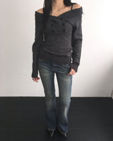 ダブルボタンニット