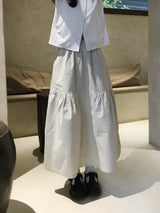 Slit Cotton Shirring Long Skirt (2c)