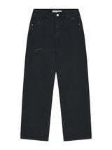 リボンセミワイドブラックデニムパンツ code 18318