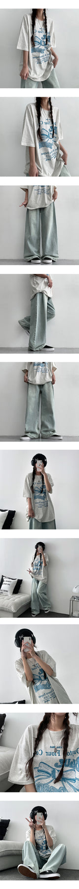Bow pintuck wide pants