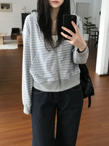 ラージストライプフーデッドジップアップ (one color)