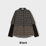 メガウォッシングチェックレイヤードシャツ