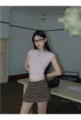 Leopard skinny pants mini skirt