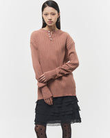 Bluesf merino wool henry neck knitwear - Peach