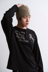 Unicorn Henley Neck Long Sleeve Black