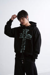 CROSS SKELETON HOOD ZIP UP BLACK