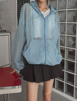 Rainy Square Hooded Zip-Up