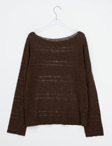 Libya Loose-Fit Boat Neck See-Through Knit