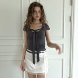 Via latea tie T-shirts (gray)