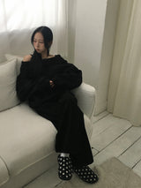[Off-Shoulder Available] Robe Pintuck Big Hooded Sweatshirt (2c)