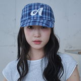 A Logo Check Pillbox Cap (Blue Check)