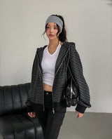 Wearing ストライプ ツーウェイフードジップアップ