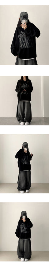 Poae Site Pin Tuck Stripe Denim Wide Pants