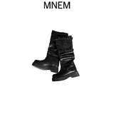 1201 Belted Platform Long Boots (5cm)