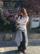 Se-eun Color Matching Nylon Wide Pants