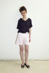 That's neat - Long-Termism V-Neck Convertible Relaxed-Fit Short Sleeve Top (Navy)