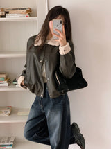 #BY Boa Collar Leather Blouson (2color)