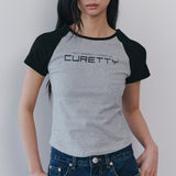 C CONTRAST RAGLAN SLIM T-SHIRT_BLACK