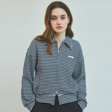 ストライプツイードワッフルジップアップ_Navy