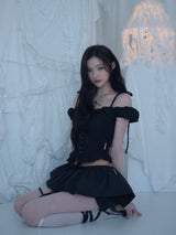 ROSÉ 2 Off-Shoulder Pintuck Lace Blouse