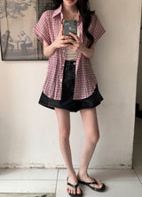 #Rico Check Roll Up Short Sleeve Shirt (3color)