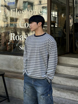 With crop stripe long-sleeve tee