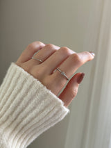 [6 set] pearl dot point ring set / flower cubic ring simple daily layered bold