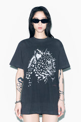 CHEETAH GRAPHIC OVERSIZED T-SHIRT CHARCOAL