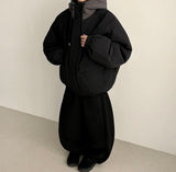 ソソムヒムスナップサイドピンタックスリットフリースワイドパンツ